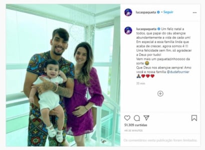 Lucas Paquetá anuncia que será pai pela segunda vez Agora somos