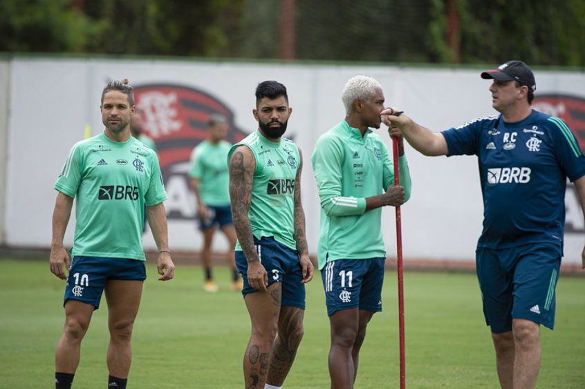 Diego, Gabigol, Vitinho e Rogério Ceni - Treino