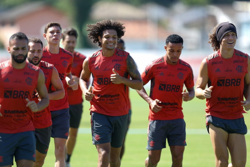 Thiago Maia, Lázaro, Willian Arão e David Luiz - Treino do Flamengo