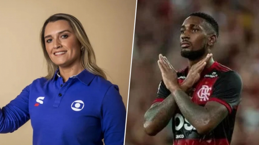 Ana Thaís Matos e o meia Gerson, do Flamengo