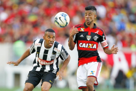 Flamengo x Santos - Léo Moura e Robinho (Foto: Wagner Meier/ LANCE!Press)