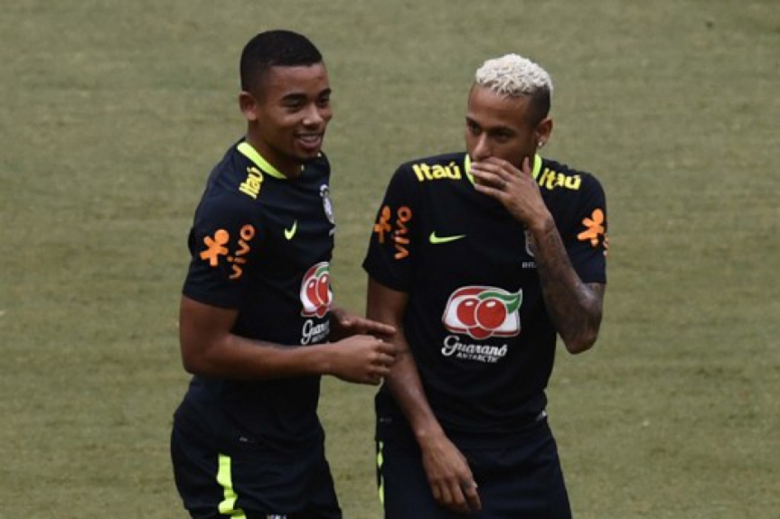 Gabriel Jesus e Neymar - Treino Sele&ccedil;&atilde;o Brasileira