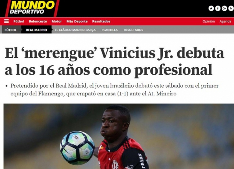 Mundo Deportivo - Vinicius Junior - estreia (Reprodu&ccedil;&atilde;o)