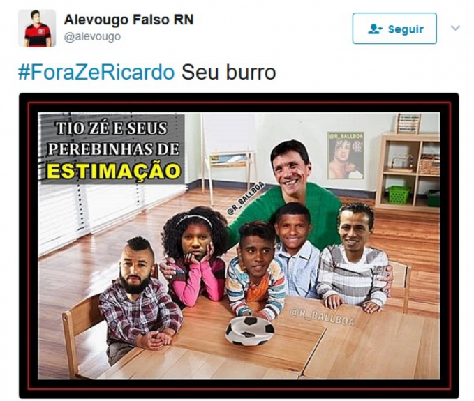 Rubro-negros postaram #ForaZeRicardo e assunto virou o mais falado no Twitter na noite de domingo