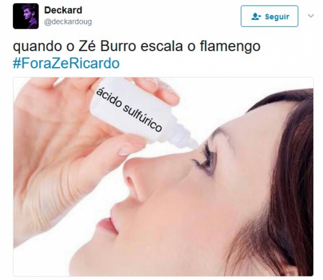 Rubro-negros postaram #ForaZeRicardo e assunto virou o mais falado no Twitter na noite de domingo