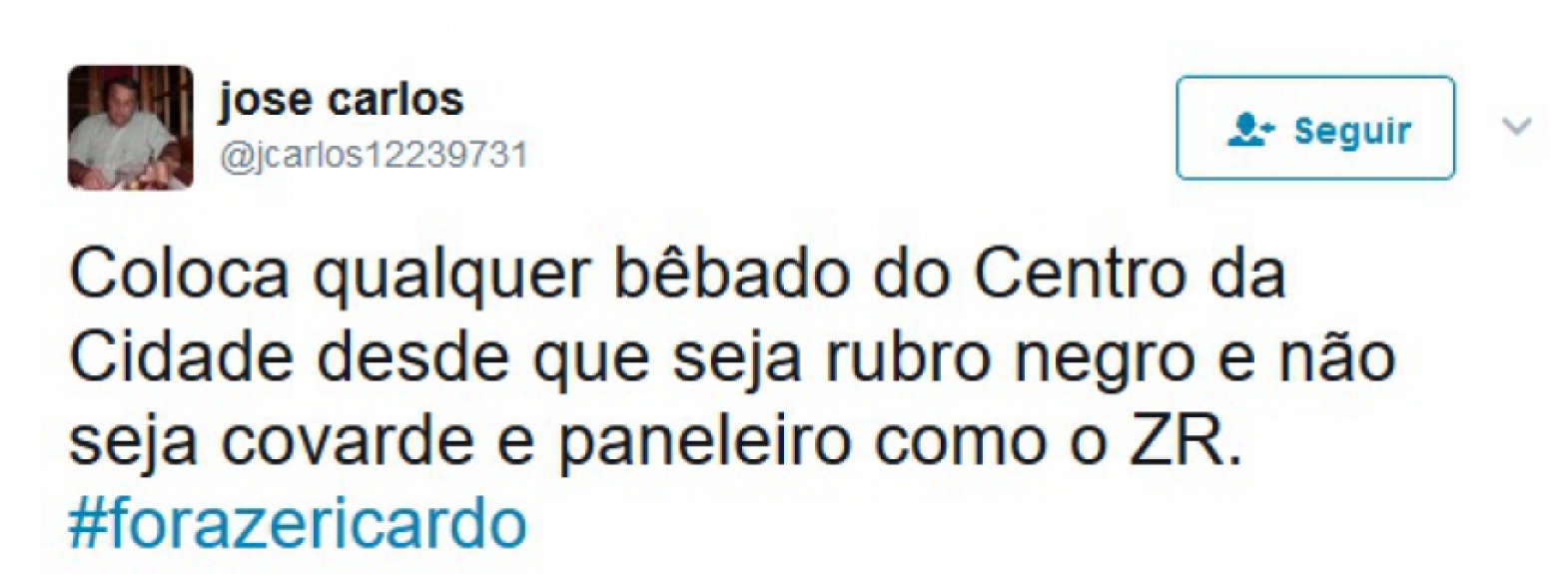 Rubro-negros postaram #ForaZeRicardo e assunto virou o mais falado no Twitter na noite de domingo