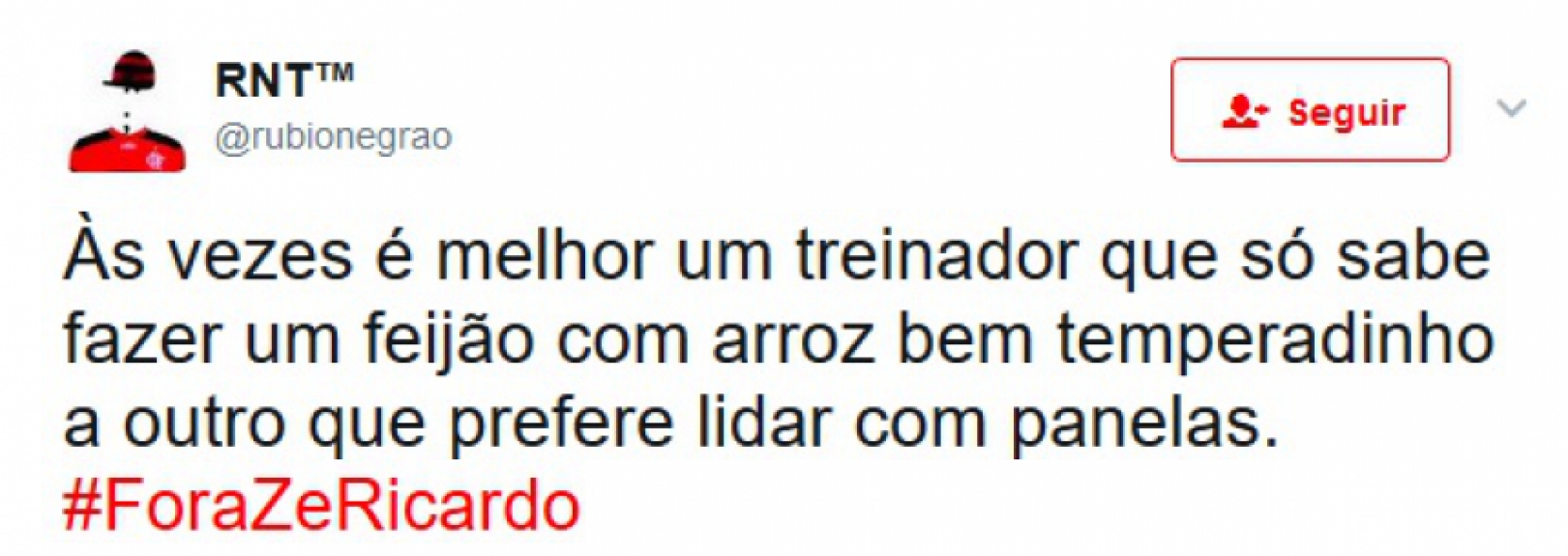 Rubro-negros postaram #ForaZeRicardo e assunto virou o mais falado no Twitter na noite de domingo