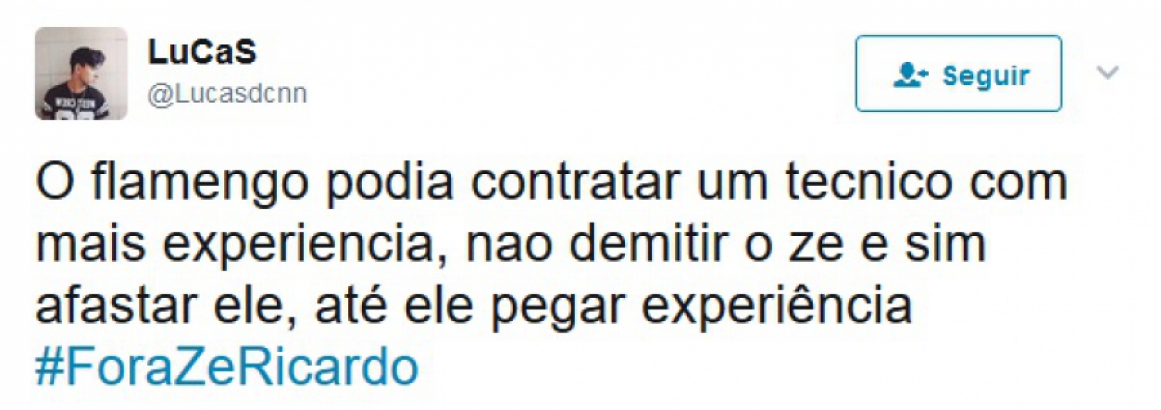 Rubro-negros postaram #ForaZeRicardo e assunto virou o mais falado no Twitter na noite de domingo