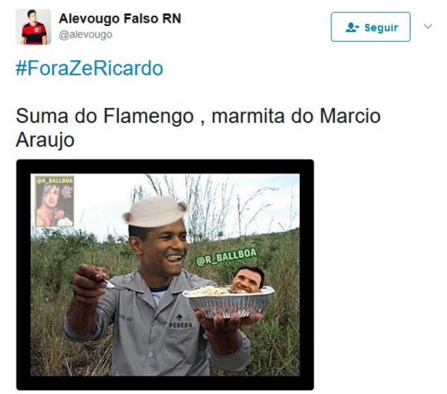 Rubro-negros postaram #ForaZeRicardo e assunto virou o mais falado no Twitter na noite de domingo
