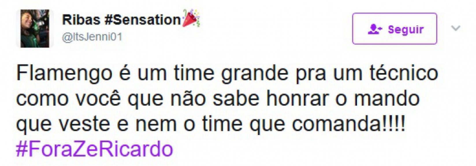 Rubro-negros postaram #ForaZeRicardo e assunto virou o mais falado no Twitter na noite de domingo