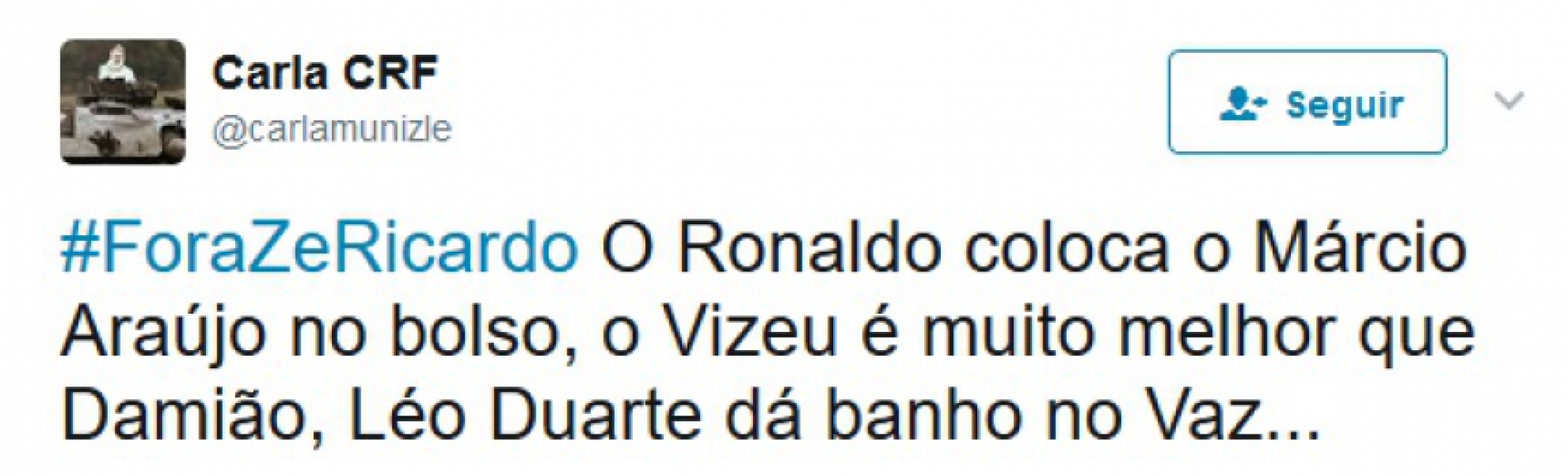 Rubro-negros postaram #ForaZeRicardo e assunto virou o mais falado no Twitter na noite de domingo