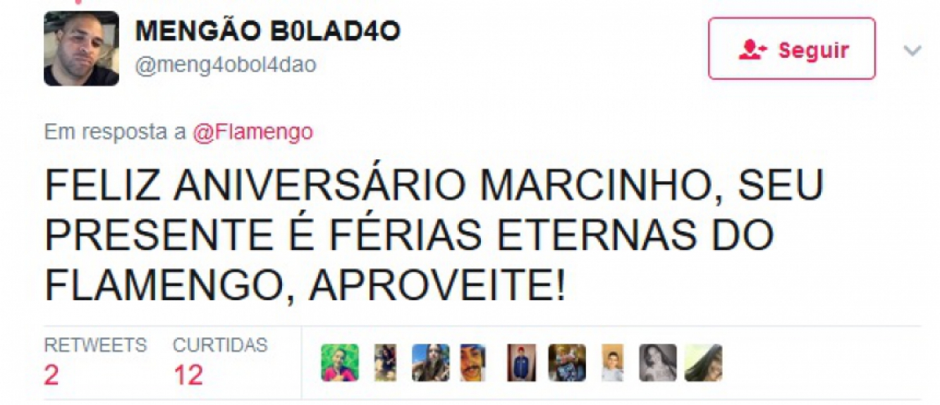 Rubro-negros aproveitaram post de parab&eacute;ns para cornetar M&aacute;rcio Ara&uacute;jo