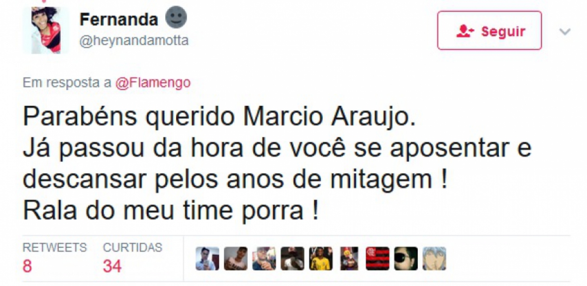 Rubro-negros aproveitaram post de parab&eacute;ns para cornetar M&aacute;rcio Ara&uacute;jo