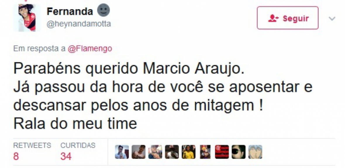 Rubro-negros aproveitaram post de parab&eacute;ns para cornetar M&aacute;rcio Ara&uacute;jo