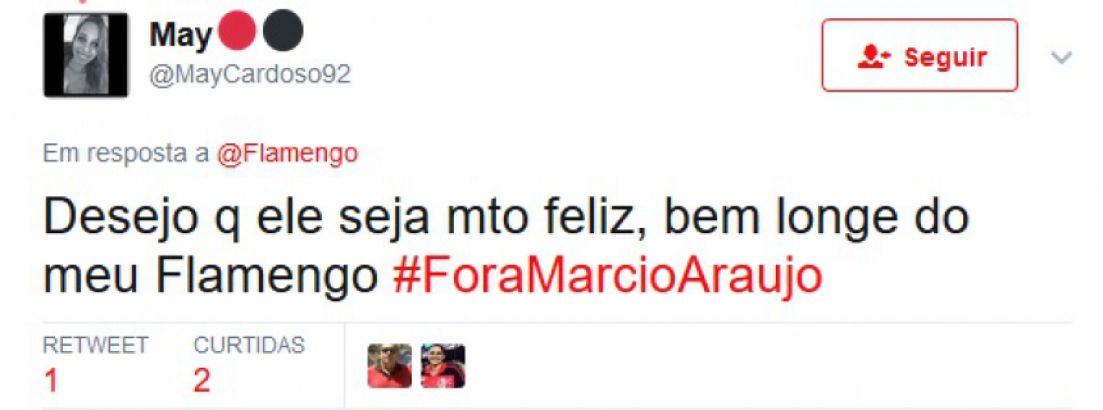 Rubro-negros aproveitaram post de parab&eacute;ns para cornetar M&aacute;rcio Ara&uacute;jo