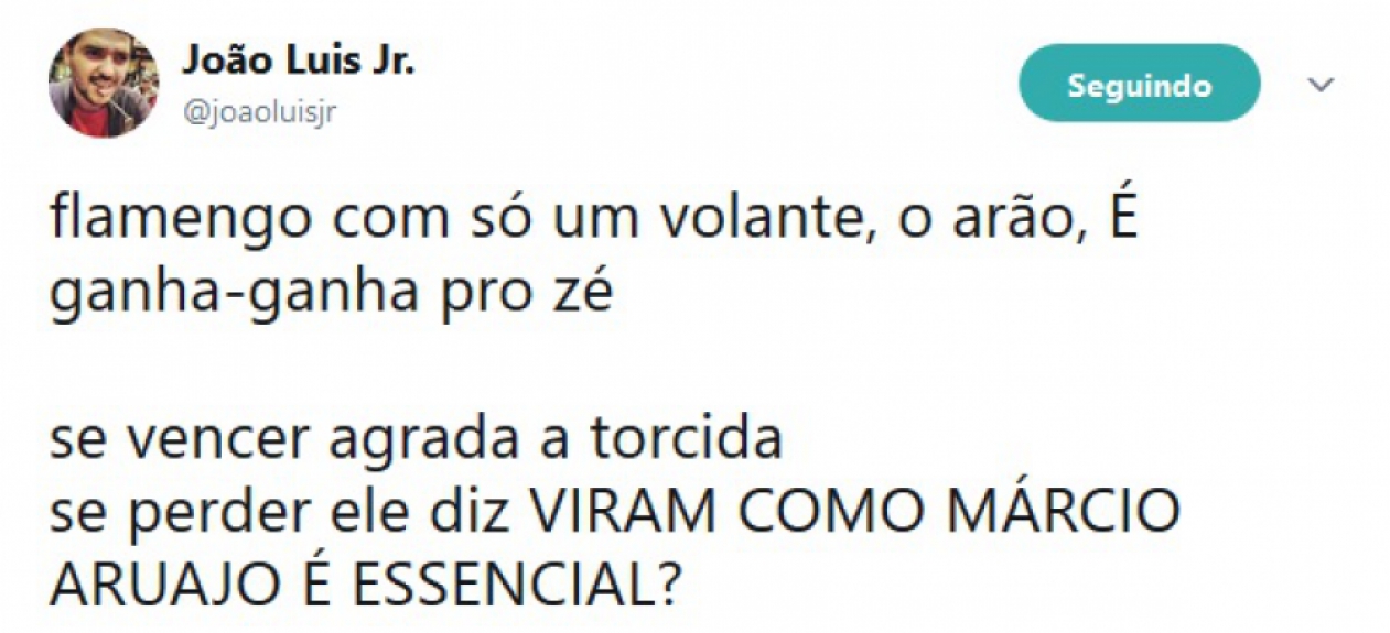 Internautas brincaram com sa&iacute;da do volante do time titular do Flamengo