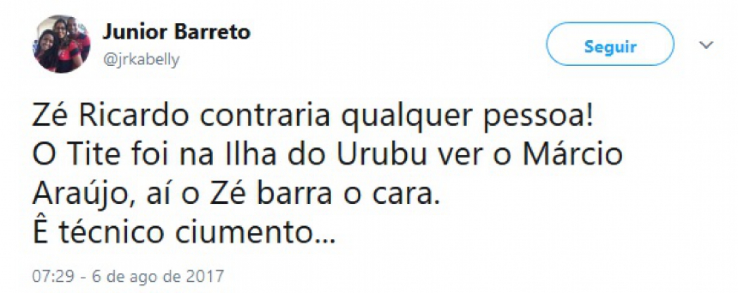 Internautas brincaram com sa&iacute;da do volante do time titular do Flamengo