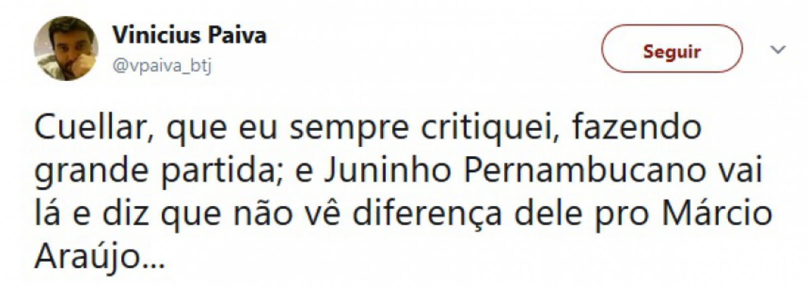 Pelo Twitter, rubro-negros cornetaram Juninho Pernambucano