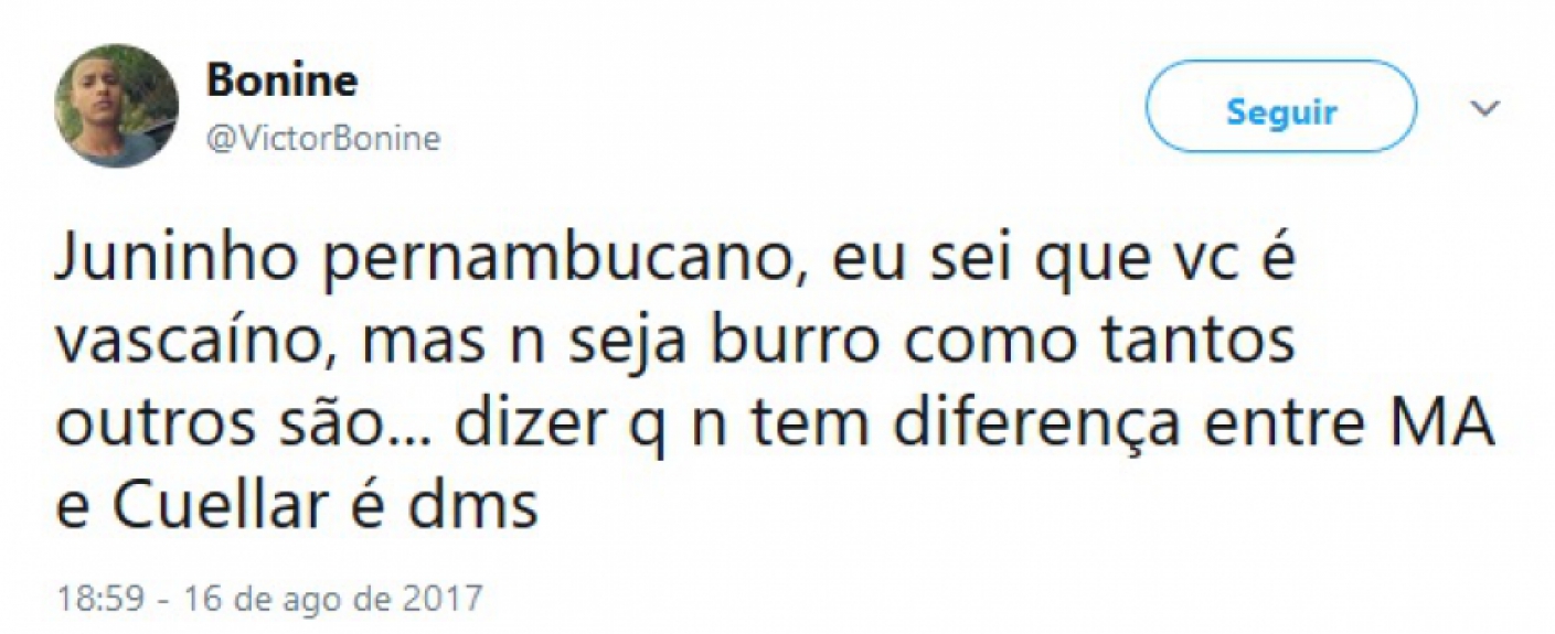 Pelo Twitter, rubro-negros cornetaram Juninho Pernambucano