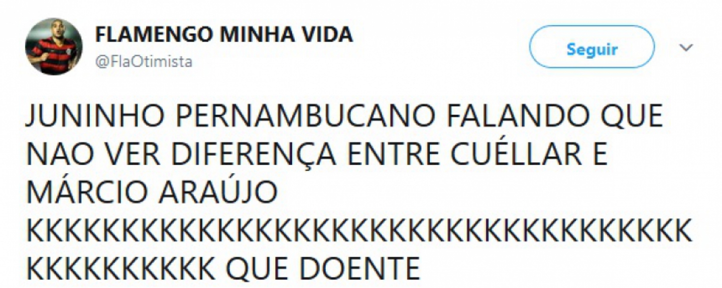 Pelo Twitter, rubro-negros cornetaram Juninho Pernambucano
