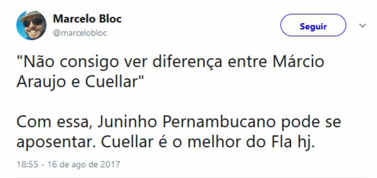 Pelo Twitter, rubro-negros cornetaram Juninho Pernambucano