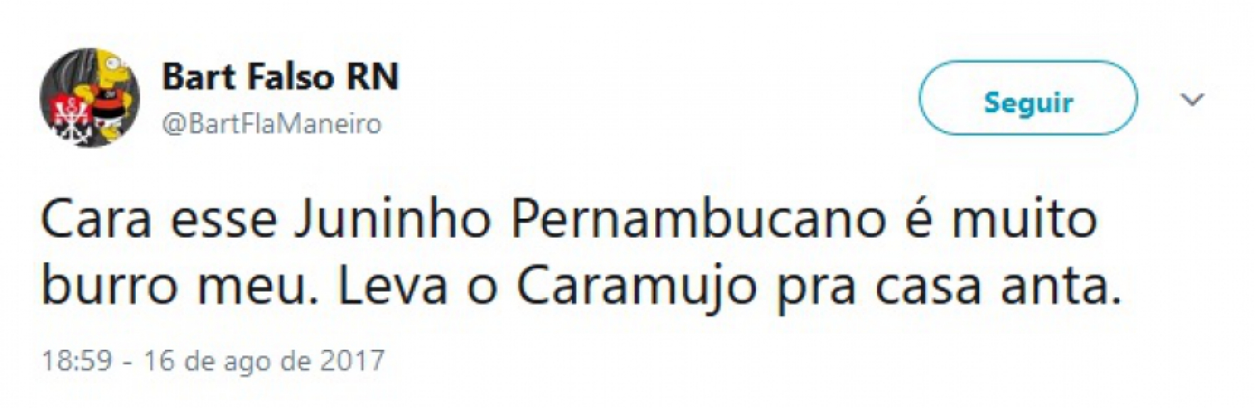 Pelo Twitter, rubro-negros cornetaram Juninho Pernambucano