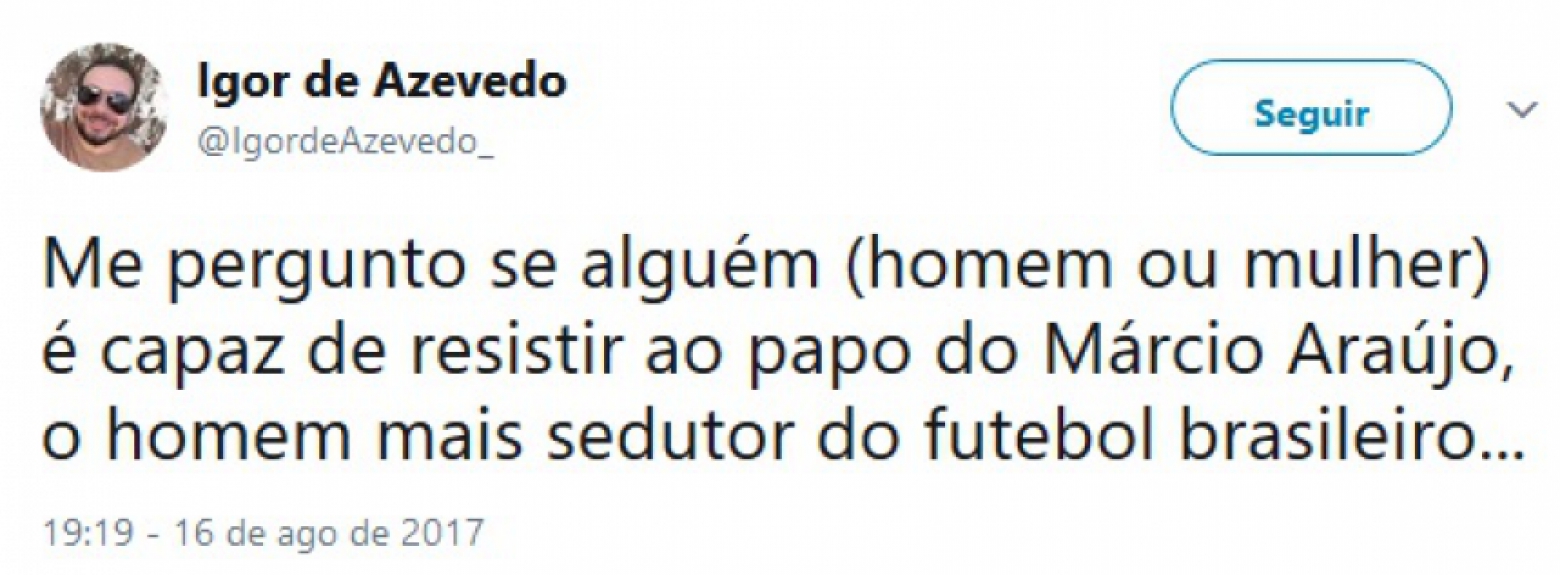 M&aacute;rcio Ara&uacute;jo virou o assunto mais comentado do Twitter no Brasil durante o duelo contra o Botafogo