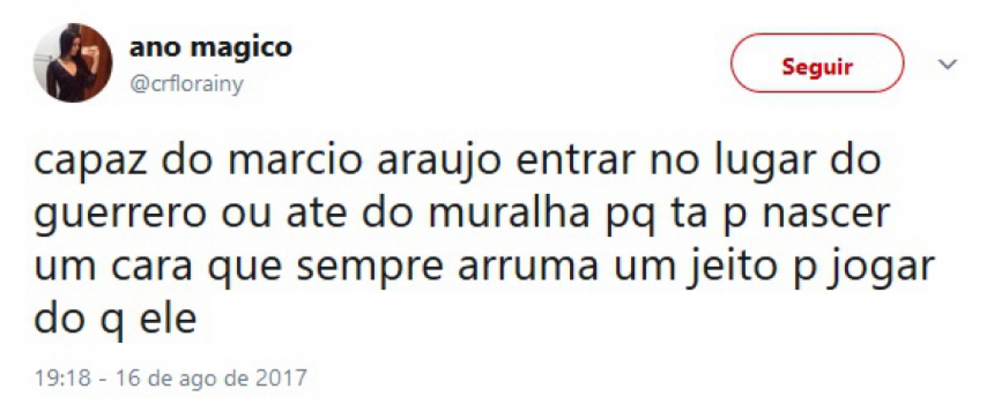 M&aacute;rcio Ara&uacute;jo virou o assunto mais comentado do Twitter no Brasil durante o duelo contra o Botafogo