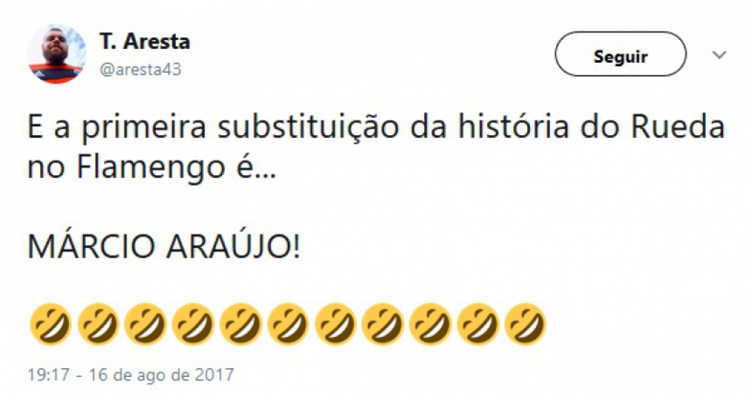 M&aacute;rcio Ara&uacute;jo virou o assunto mais comentado do Twitter no Brasil durante o duelo contra o Botafogo