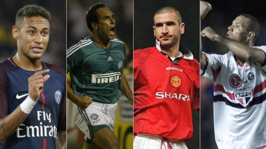 Montagem - Neymar, Edmundo, Cantona e Luis Fabiano