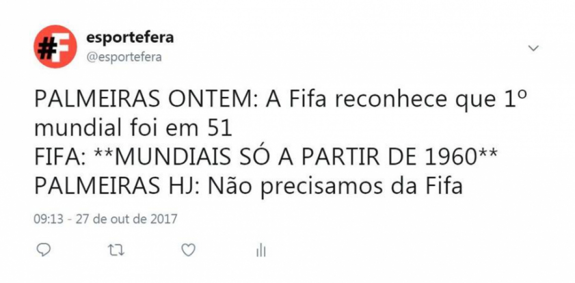No Twitter, n&atilde;o faltaram cutucadas ao Verd&atilde;o