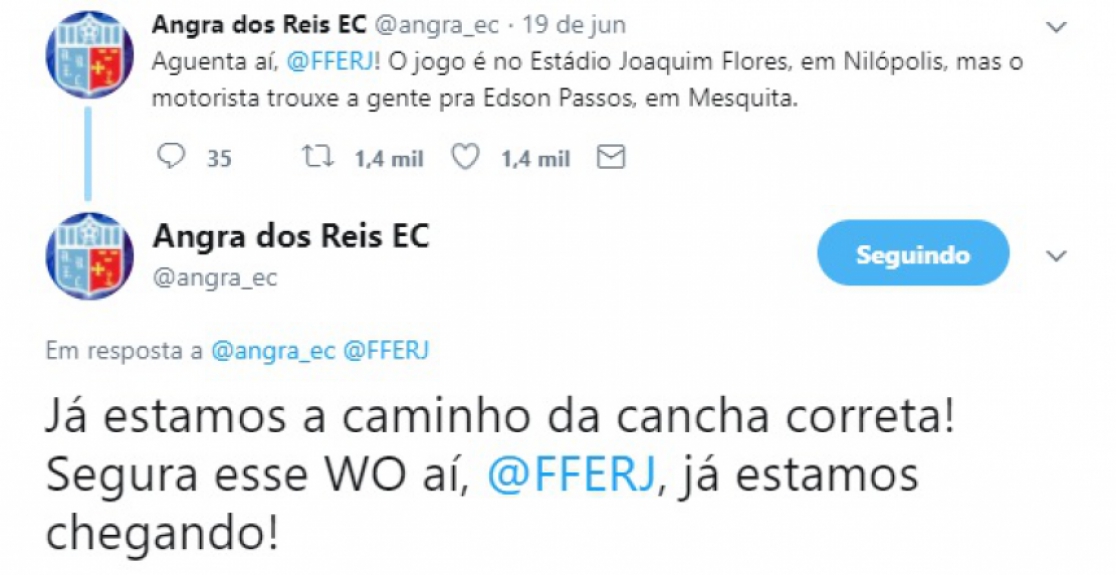 E essa hist&oacute;ria? O motorista que levaria o Angra dos Reis para Nil&oacute;polis para a partida contra o Duquecaxiense, se confundiu e foi parar em Edson Passos