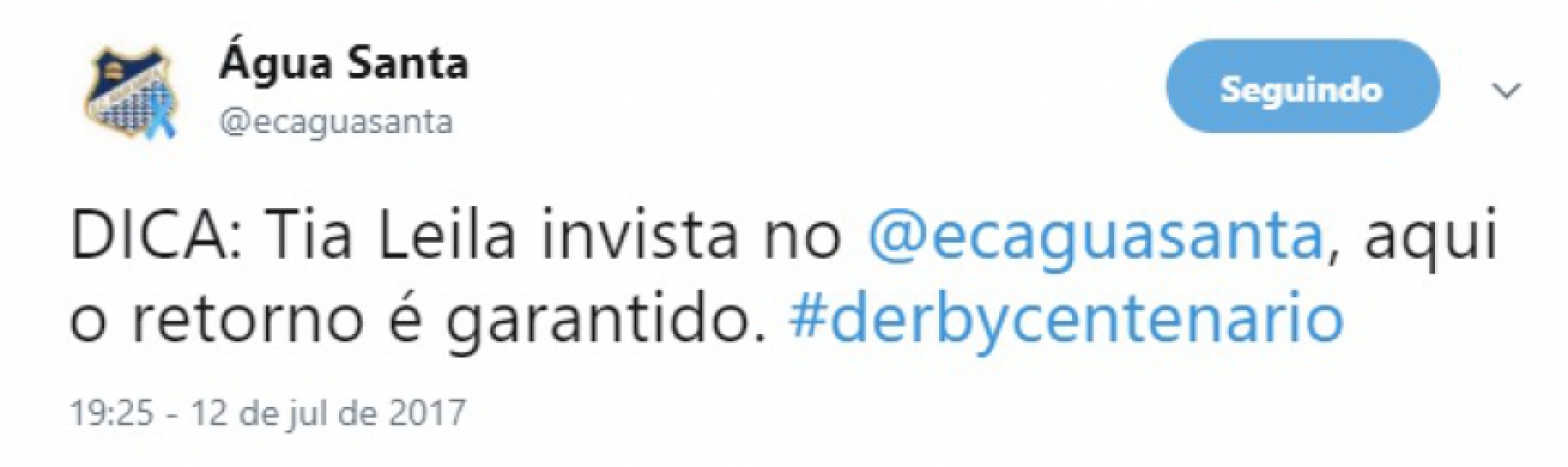 E essa cutucada do &Aacute;gua Santa ao Palmeiras?