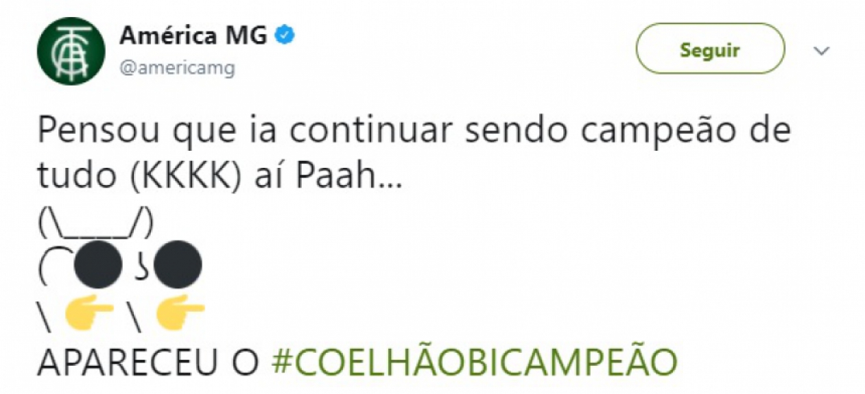 Campe&atilde;o da S&eacute;rie B, o Am&eacute;rica-MG mitou nas provoca&ccedil;&otilde;es ao Internacional