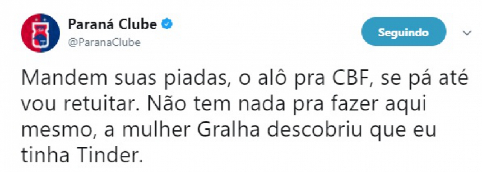 O estagi&aacute;rio do Paran&aacute; tamb&eacute;m d&aacute; um show no Twitter. At&eacute; coment&aacute;rios sobre Tinder fazem parte das brincadeiras
