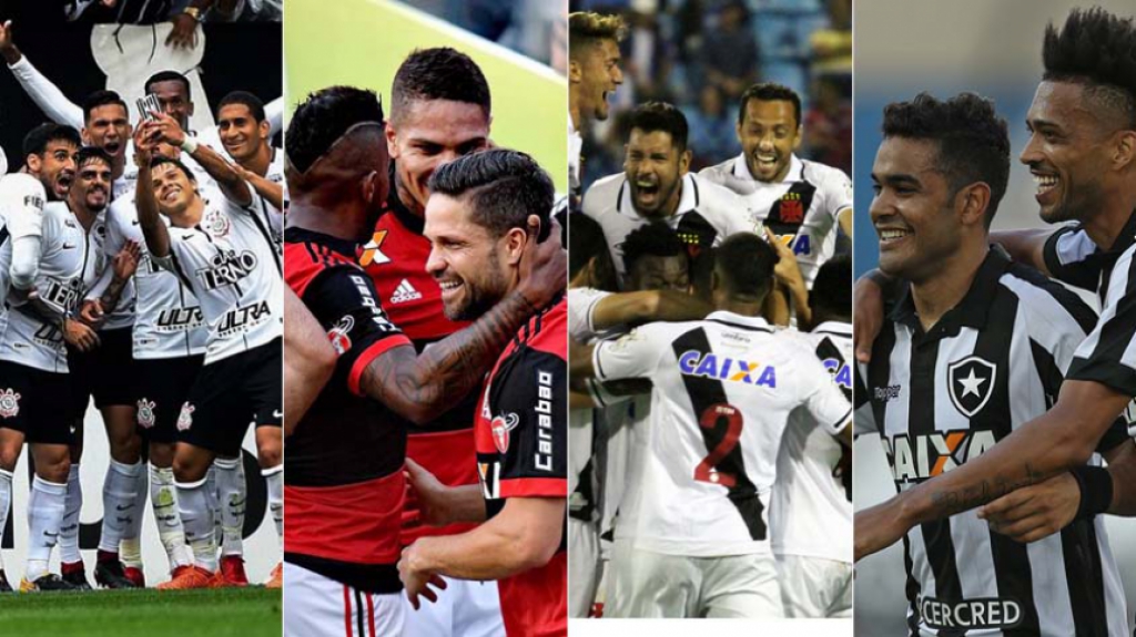 Corinthians, Flamengo, Vasco e Botafogo comemorando