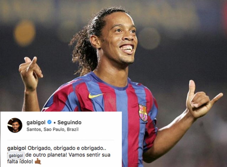 Homenagem de Gabigol a Ronaldinho Ga&uacute;cho