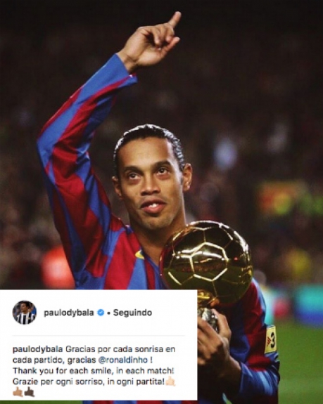 Homenagem de Dybala a Ronaldinho Ga&uacute;cho