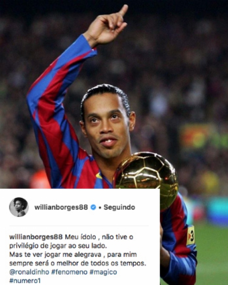 Homenagem de Willian a Ronaldinho Ga&uacute;cho