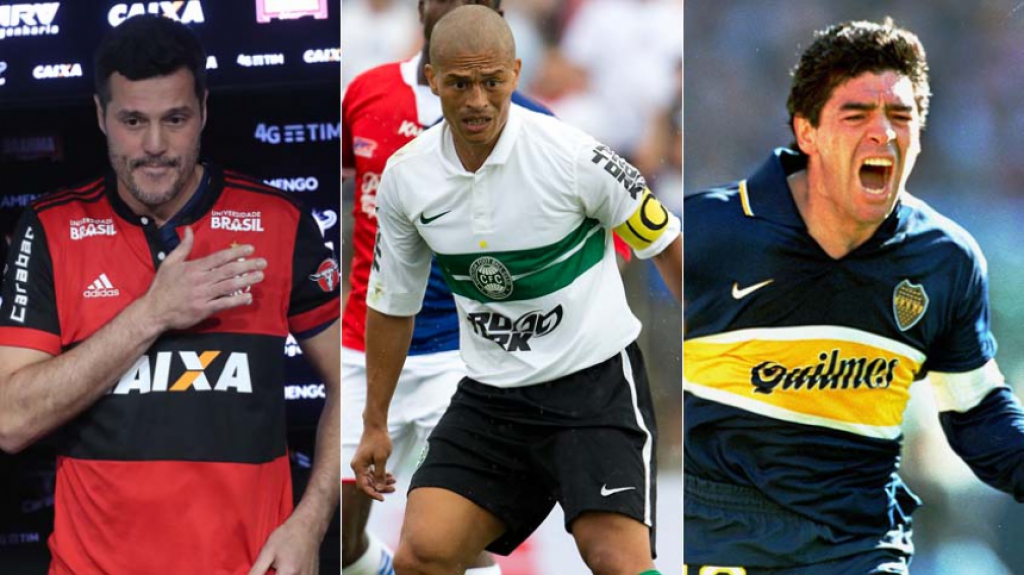 Julio Cesar (Flamengo), Alex (pelo Coritiba) e Maradona (pelo Boca Jrs.)