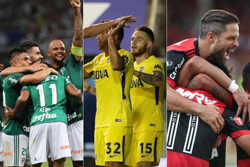 Montagem - Palmeiras, Boca Juniors e Flamengo