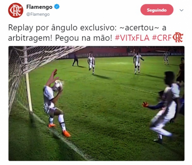 O Flamengo usou seu perfil nas redes para ironizar a decis&atilde;o da arbitragem