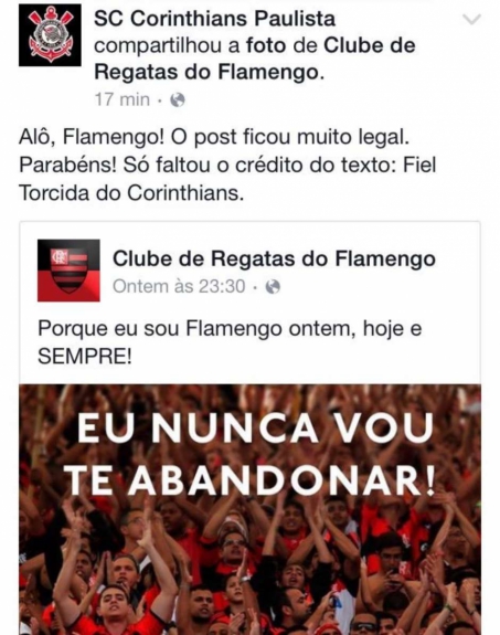 Corinthians x Flamengo provocação