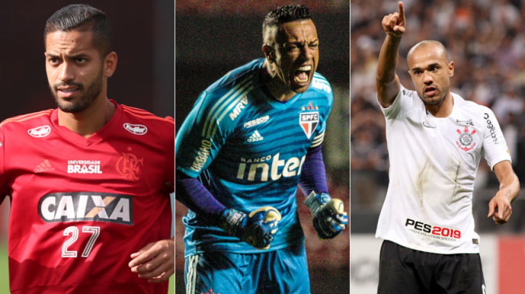 Montagem Romulo (Flamengo) Sid&atilde;o (S&atilde;o Paulo) e Roger (Corinthians)
