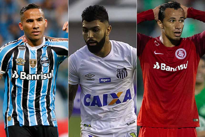 Montagem - Jael (Gr&ecirc;mio), Gabigol (Santos) e Leandro Dami&atilde;o (Inter)