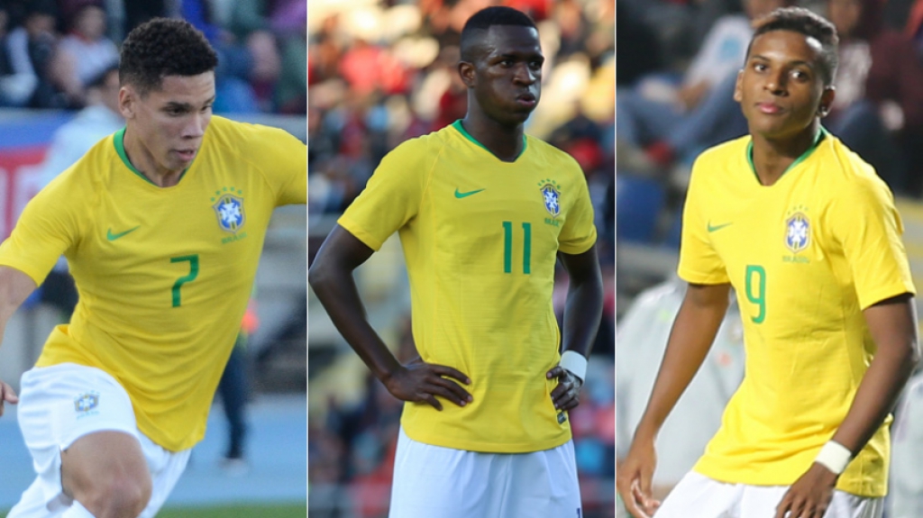 Montagem Paulinho, Vinicius Jr e Rodrygo, todos da Sele&ccedil;&atilde;o Brasileira Sub-20