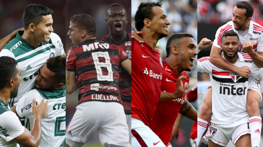 Montagem com Palmeiras, Flamengo, Internacional e S&atilde;o Paulo