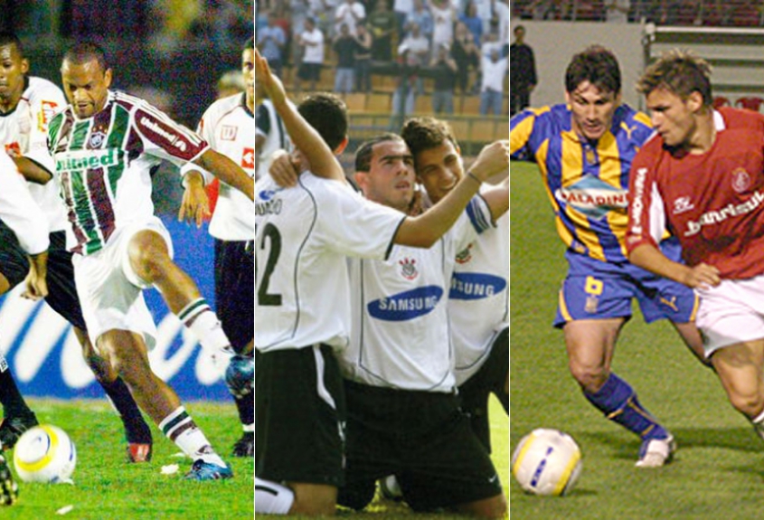 Montagem - Fluminense, Corinthians e Internacional nas quartas de final da Sul Americana em 2005