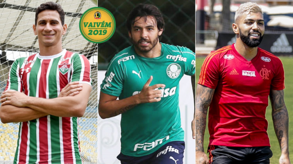 Montagem com o selo Vaiv&eacute;m com: Ganso, Ricardo Goulart e Gabigol