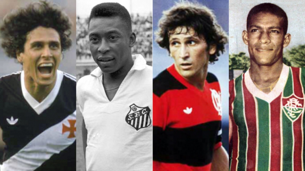Montagem Dinamite, Pel&eacute;, Zico e Waldo